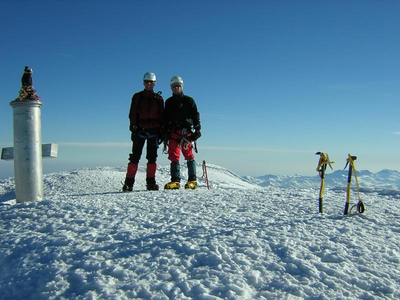 Foto de ambos en la cumbre del Aneto, 3.404 metros.